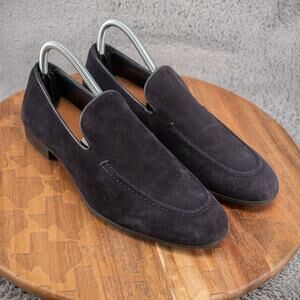 Zara Women's Blue Leather Suede Loafers, Size 39/8 USA